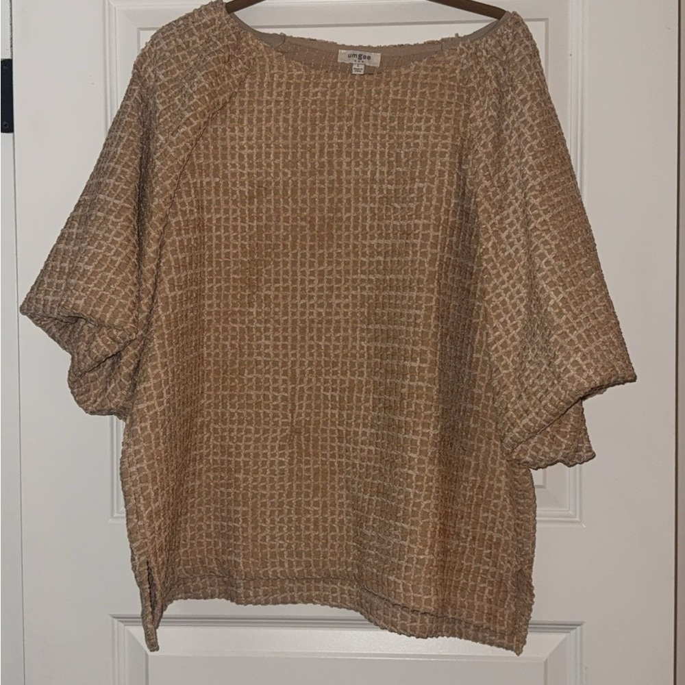 Umgee Textured Waffle Knit Top Large